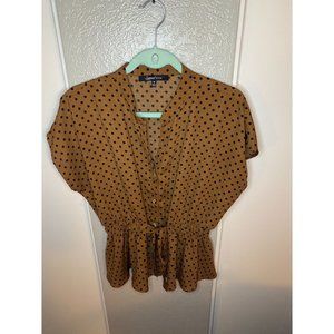 Sweet Rain Brown and Black Polka Dot Blouse Size M